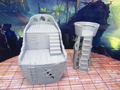 Boat Ship Hull House Hideout & Crow's Nest Watchtower Scatter Terrain Scenery