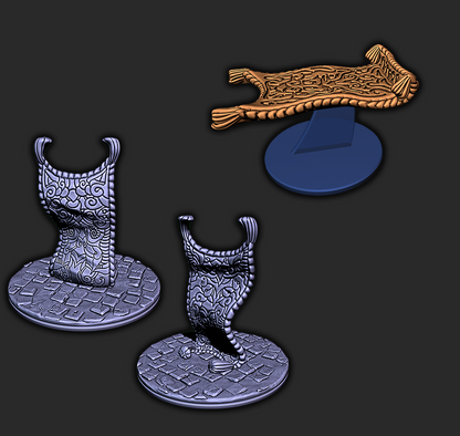 2 Piece Flying Carpet Rug Set Mini Miniature Figure D&D 3D Printed Resin