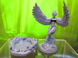 Harpy Taking Flight + Nest - Monster Mini Miniature Figure 3D Printed Model