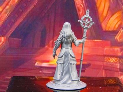 Female Holy Priest w/ Staff Human Mini Miniature Model Character Figure