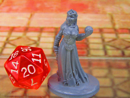 Dark Elf Cleric Female w/ Flail & Spell Mini Miniature Figure 3D Printed Model