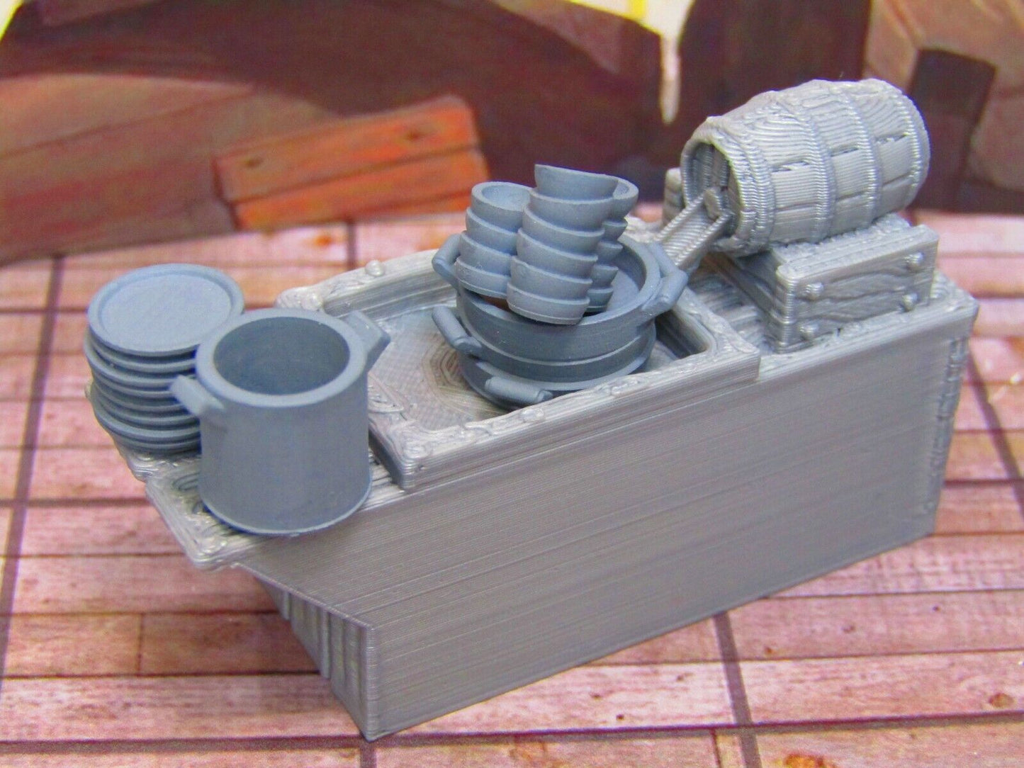 5pc Inn Tavern Restaurant Kitchen Sink & Dishes Set Scenery Scatter Terrain