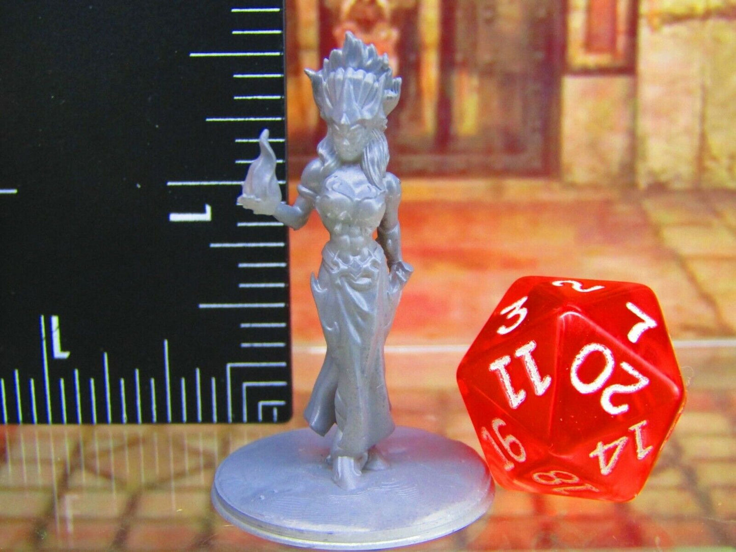 Dark Elf Priestess w/ Headpiece Mini Miniature Figure 3D Printed Model 28/32mm