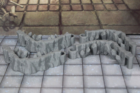 4pc Crystal Cavern Dungeonsticks Corner Curves Walls Map Tile Set Scenery D&D
