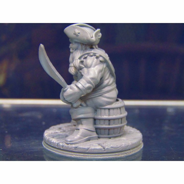 Dwarf Pirate on Barrel Mini Miniature Figure 3D Printed Model 28/32mm Scale