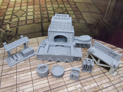7 Piece Blacksmith's Forge and Workshop Set Miniature Scenery Terrain 3D Printed