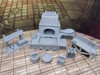 
              7 Piece Blacksmith's Forge and Workshop Set Miniature Scenery Terrain 3D Printed
            