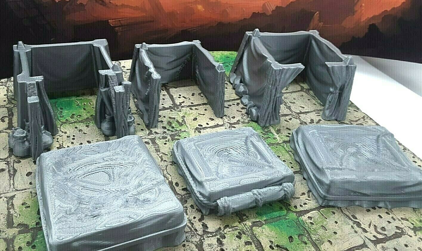 6 Piece Market Tent Set Scatter Terrain Tabletop Scenery Dungeons & Dragons