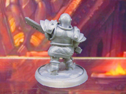 Gray Dwarf w/ Double Bladed Axe Mini Miniature Figure 3D Printed Model 28/32mm
