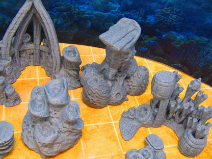 9pc Sea Floor Coral and Shipwreck Scatter Terrain Scenery