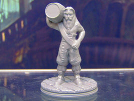 Long Haired Human Pirate Crewman w/ Barrel Miniature Figure 3D Printed Model