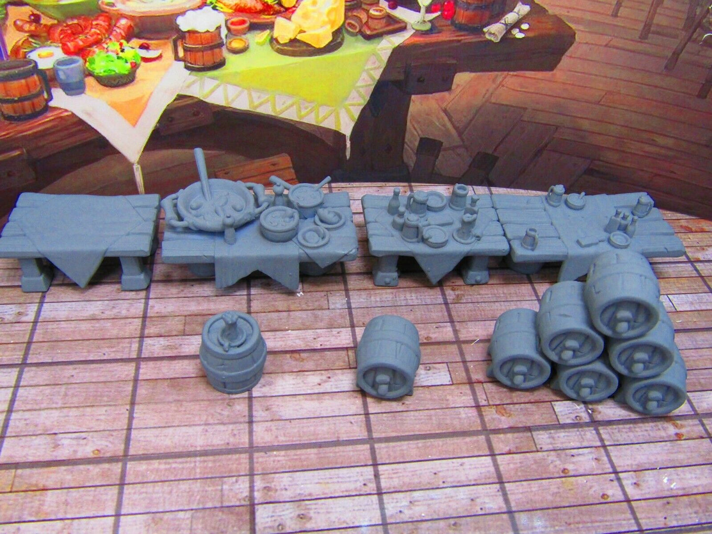 7pc Small Dining Room Banquet Dinner Set Scatter Terrain Scenery Props Miniature