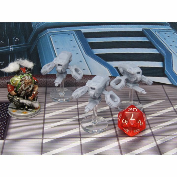 Lot of 3 Sentry Drones w/ Flight Stands Mini Miniature 3D Printed Figure Model