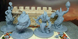Lot of 4 Genie Djinns W/ Lamps Mini Miniatures Figures D&D 3D Printed Resin