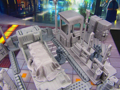 40pc Security Military Checkpoint Gate w/ Truck, Cargo & Minis Scenery SciFi