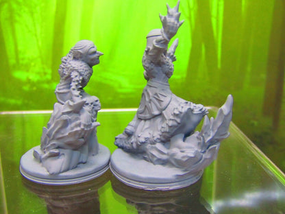 Pair of Witches Good Witch and Bad Witch Set Mini Miniature 3D Printed Model