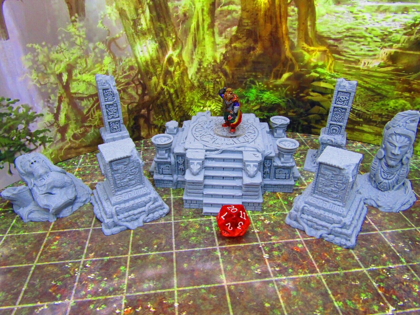 7pc Ancient Jungle Temple Ruins Scatter Terrain Scenery 3D Printed Model 28/32mm