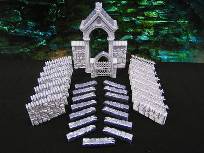 32pc Fence Set Graveyard / Cemetery Scatter Terrain Scenery Tabletop Gaming