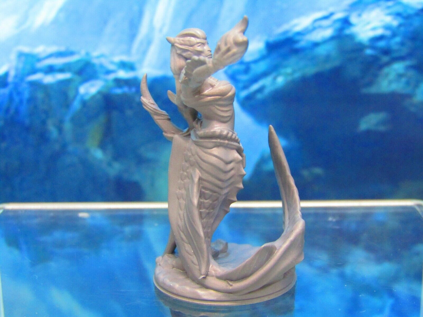 Merfolk Mermaid Female With Conch Shell Mini Miniature Figure 3D Printed Model