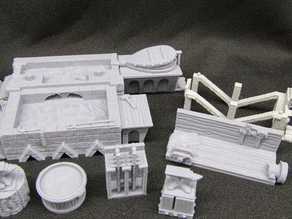 7 Piece Blacksmith's Forge and Workshop Set Miniature Scenery Terrain 3D Printed