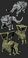 
              2 Piece Travelling Merchant w/ Pack Elephant Mini Miniature Figure 28-32mm D&D
            