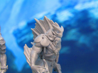 Merrow Merman Monster Sea Creature Pair Mini Miniature Figure 3D Printed Model