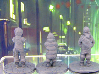 Lot of 3 Space City Slum Kids Children Mini Miniature Figure 3D Printed Model
