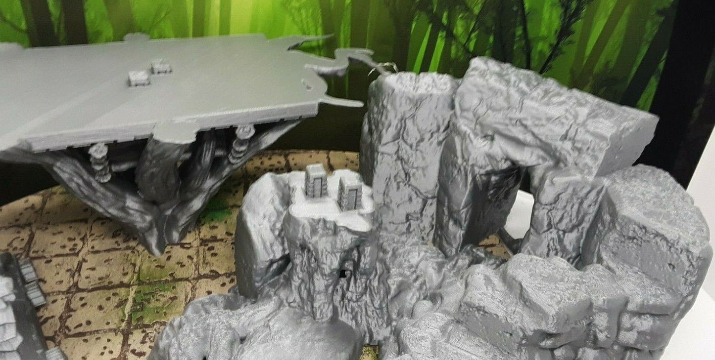 4 Piece Modular Elvish Treehouse Watchtower Tree Fort Scatter Terrain Scenery
