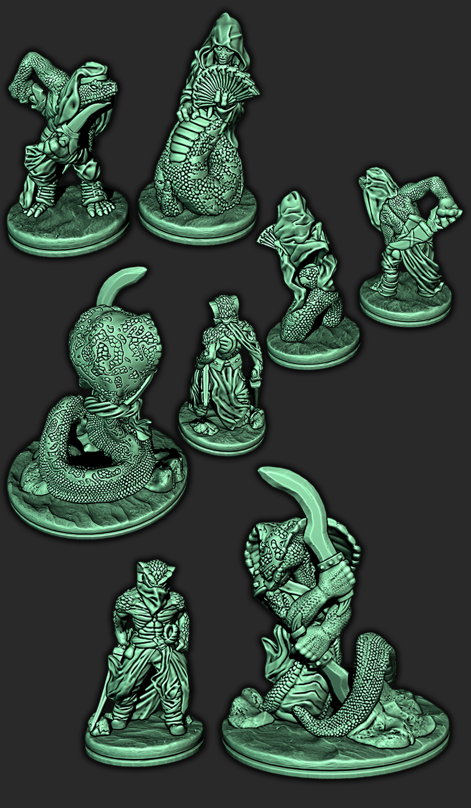 Cobra Warrior Snakefolk Lizard People Mini Miniature Figure D&D 3D Printed Resin