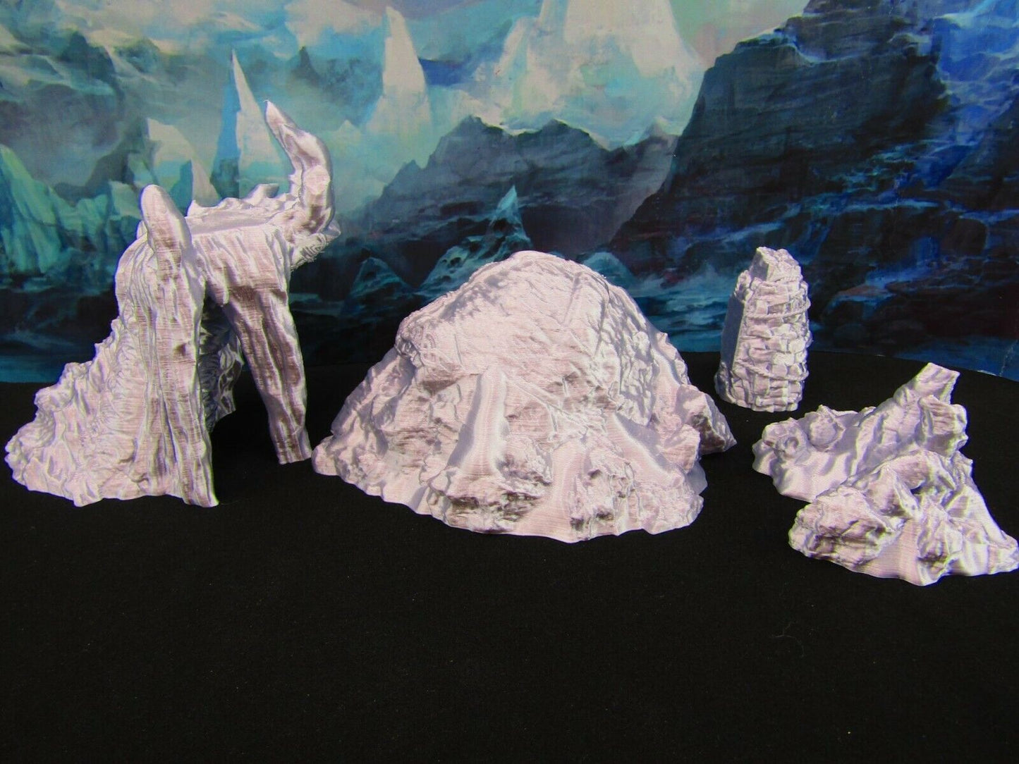 Buried Ruined Ancient Statue w/ Cairn Stone Scatter Terrain Scenery 3D Printed