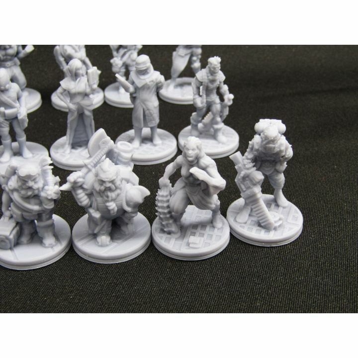 Sci Fi Mini Set 2 - 18 pc Humans, Dwarves, & Humanoids Miniatures Set 3D Printed