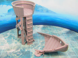 Sunken Boat w/ Crow's Nest Watchtower Scatter Terrain Scenery