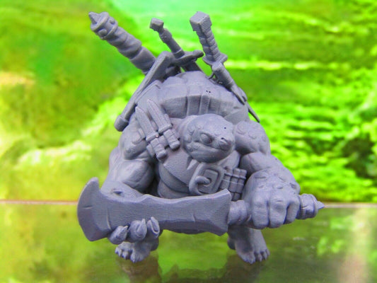 Heavily Equipped Swordsman Tortle Fighter Warrior Mini Miniatures 3D Print