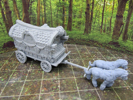 Fortune Teller Gypsy's Wagon & Horses Scenery Terrain 3D Printed Model 28/32mm