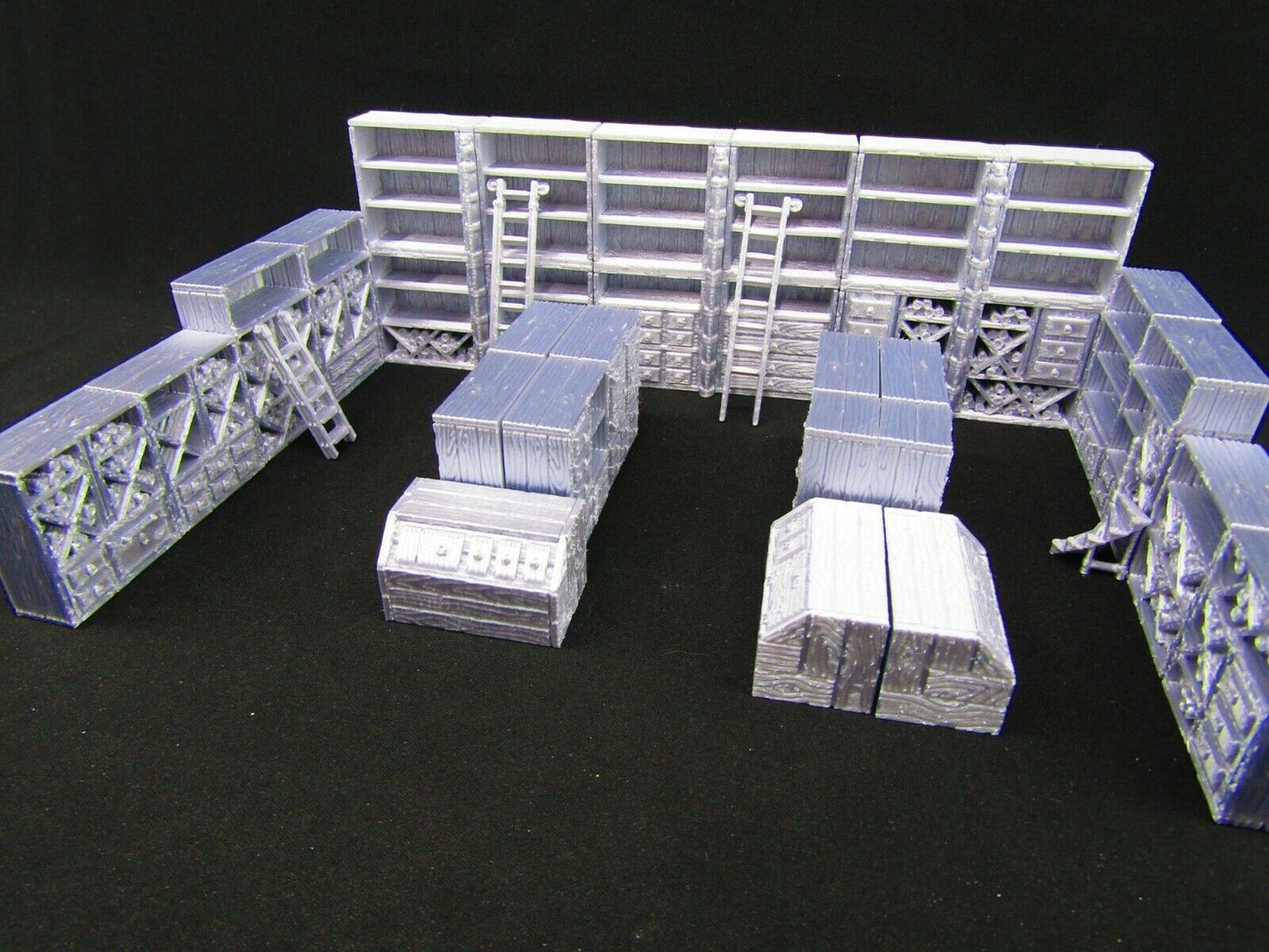 26pc Library Book Shelves, Cabinets, Counters & Ladders Scatter Terrain Scenery