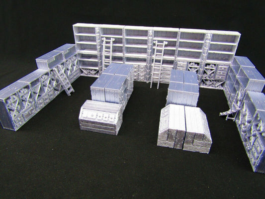 26pc Library Book Shelves, Cabinets, Counters & Ladders Scatter Terrain Scenery