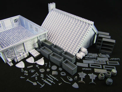 Item Shop Merchant Weapon Trader Building w/ Items Scatter Terrain Scenery 3D