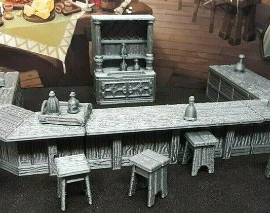 26 Piece OpenLock Modular Tavern Bar Set Dungeons & Dragons 28mm Scatter Terrain