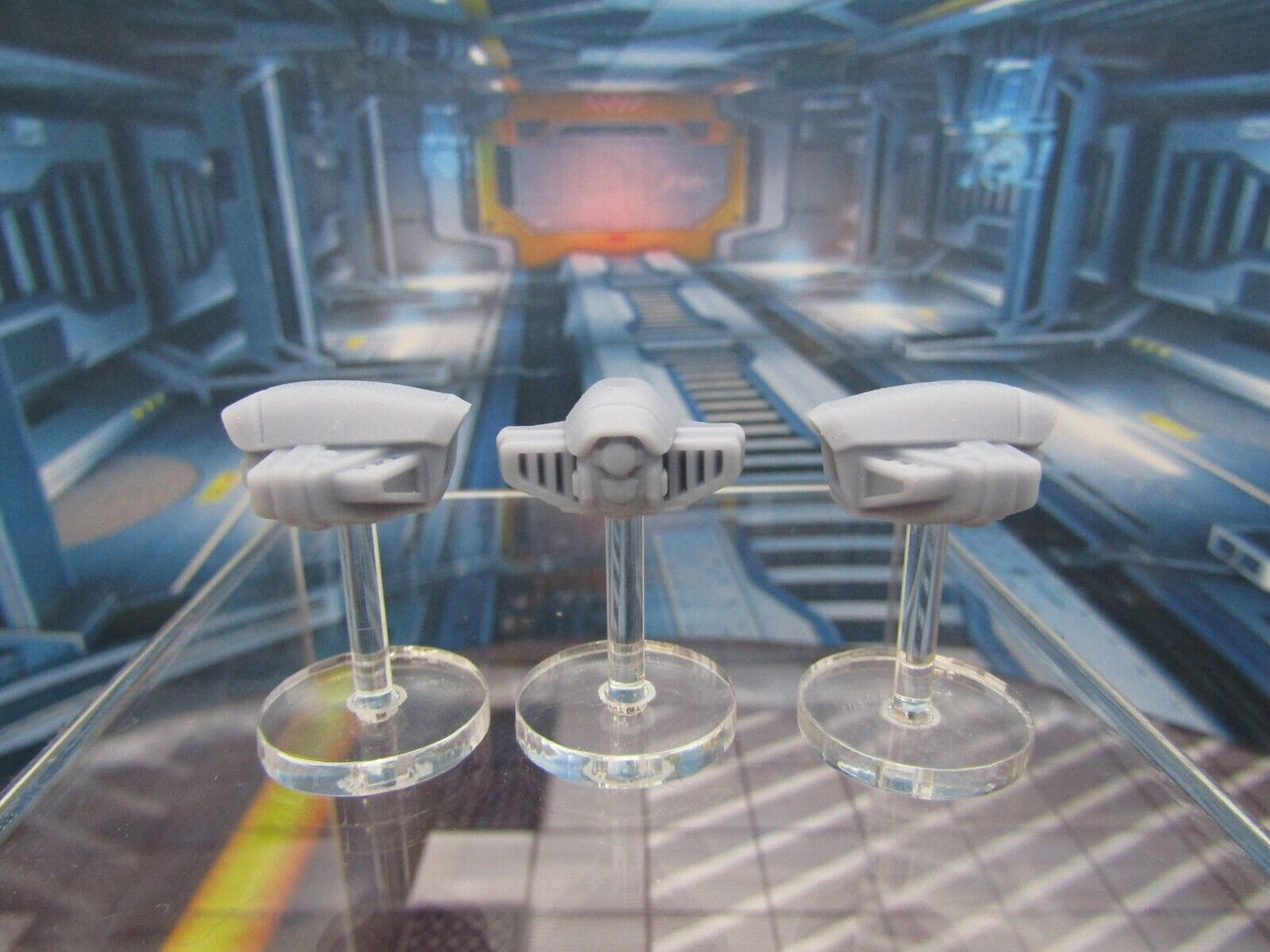 Lot of 3 Scout Drones w/ Flight Stands Mini Miniature 3D Printed Figure Model