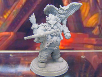 Dwarven Bowman Ranger w/ Owl Adventurer Mini Miniatures 3D Printed Model 28/32mm