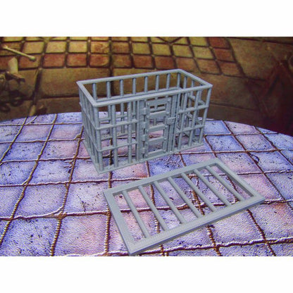 Steel Barred Prison Cell w/ Removeable Top Dungeon Scenery Scatter Terrain Props