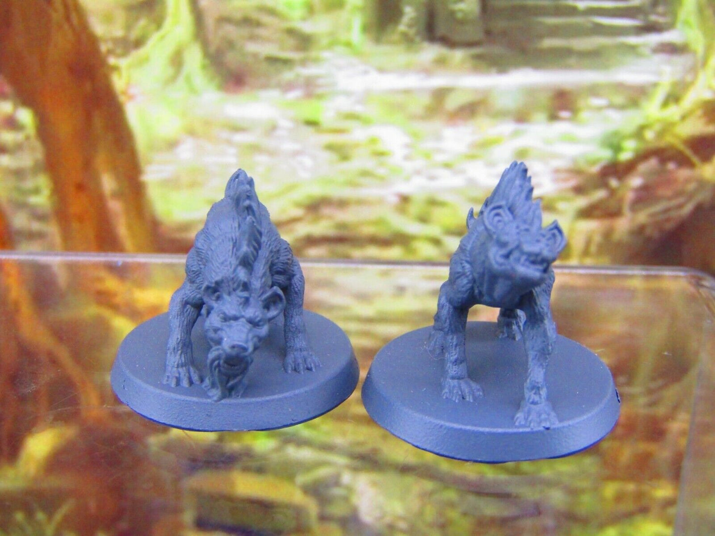 Hyenas Pair Pet Companions Familiars Mini Miniatures 3D Printed Resin Model