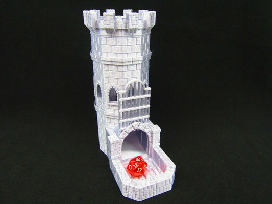 Mini Dice Rolling Tower Castle Themed w/ Portcullis RPG Tabletop War Gaming etc.