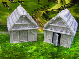Farm House Village Cottages Pair Scatter Terrain Scenery 3D Printed Model