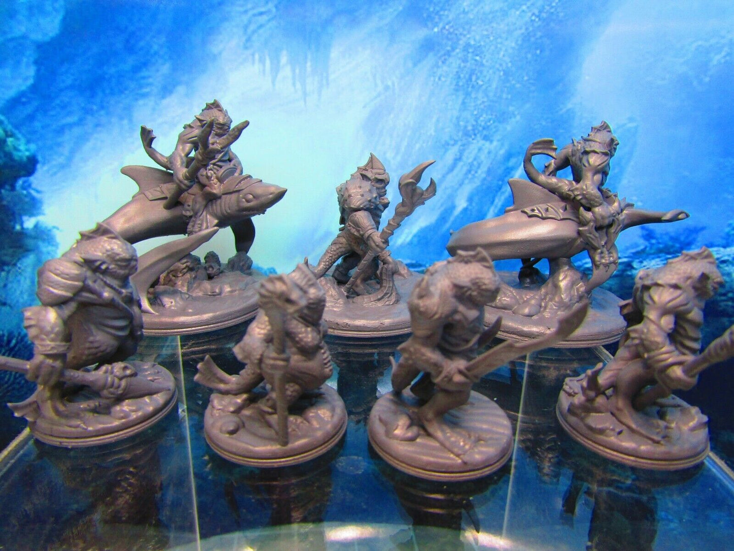 7pc Sea Devil Lot Mini Miniature Figure 3D Printed Model 28/32mm Scale Fantasy