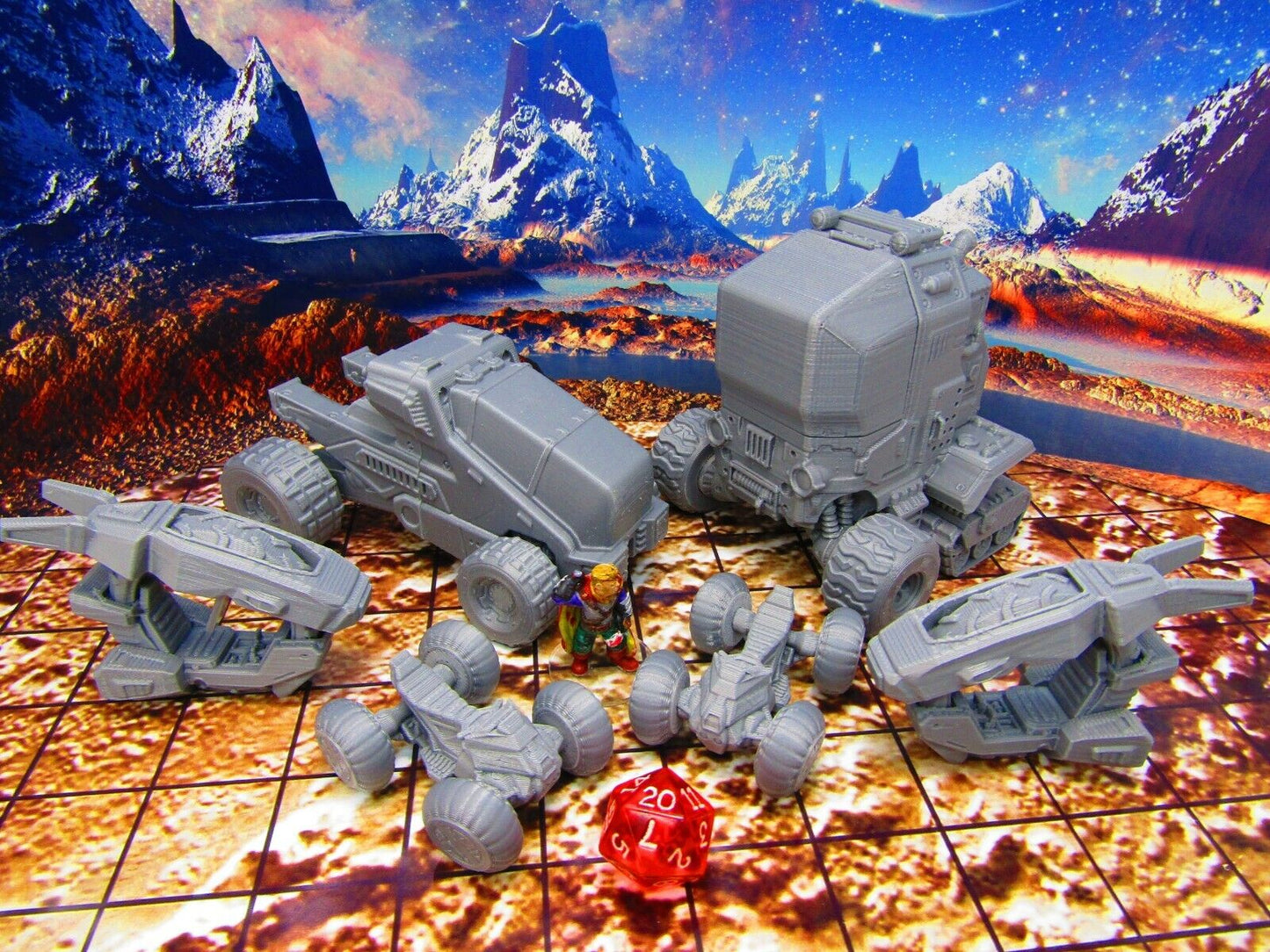 6 pc Lot Extreme Terrain ATV Vehicles Scatter Terrain Scenery Miniature
