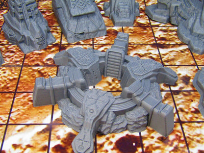 8 pc Ancient Runic Artifact Ruins Miniature Scatter Terrain Scenery 3D Printed