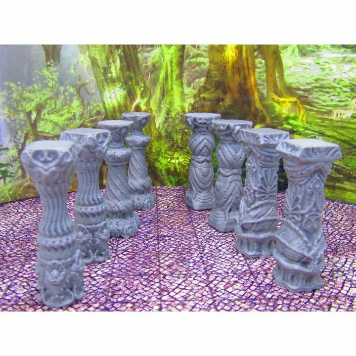 8pc Decorative Palace Pillar Support Columns Scenery Scatter Terrain Props
