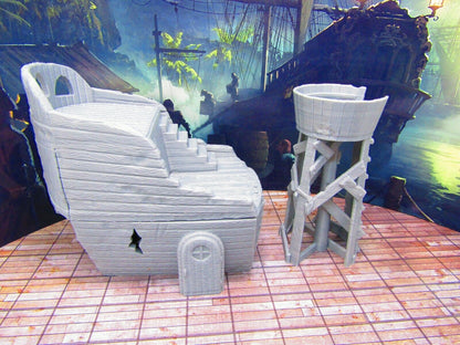 Boat Ship Hull House Hideout & Crow's Nest Watchtower Scatter Terrain Scenery