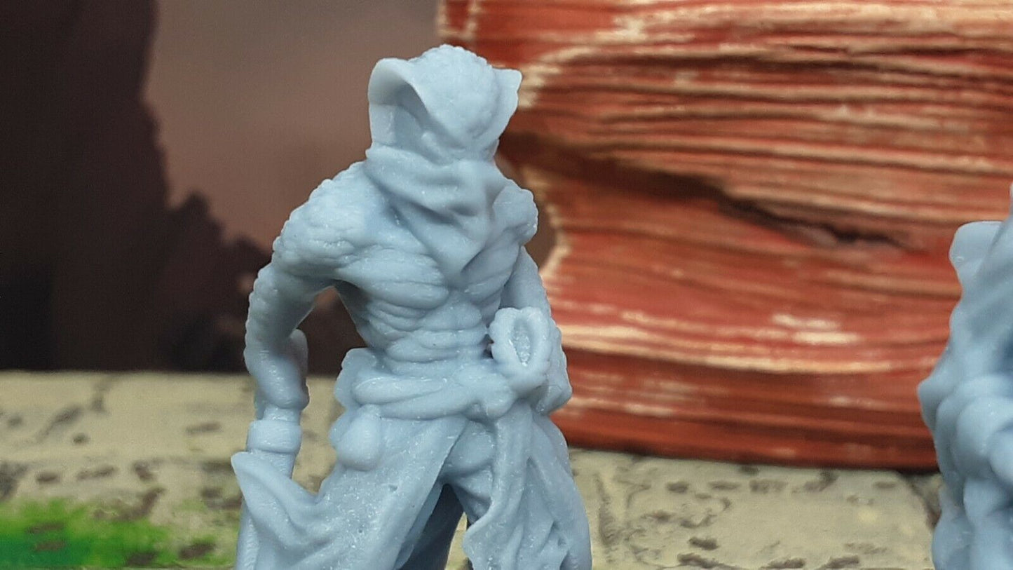 Lot of 4 Snakefolk Lizard People Mini Miniature Figure D&D 3D Printed Resin